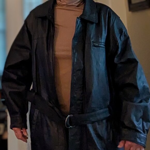 Woman's Black Leather Thinslate belted jacket XL by Wilsons - Picture 9 of 10